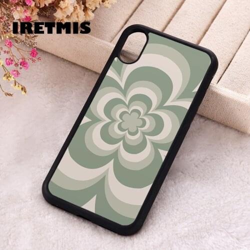 Iretmis 5 5S SE 2020 Phone Cover Case for iPhone 6 6S 7 8 Plus X Xs XR 11 12 Mini Pro Max Rubber Silicone Green Flower Power