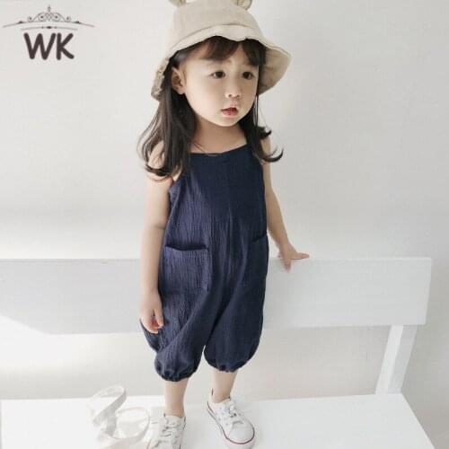 CP240 Kids Girls Jumpsuits New Summer Baby Girl Solid Overalls Jumpsuit Bodysuits Soft Girls Fashion Sunsuits Outfit Clothes