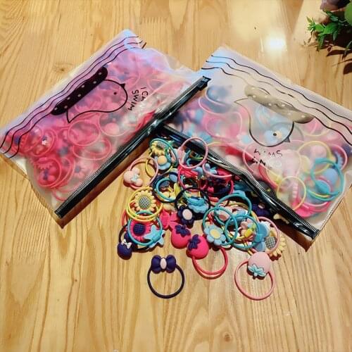 20Pcs/Set Cute Cartoon Princess Headwear Kids Summer Elastic Hair Bands Children Ropes Girls Accessories Baby Headdress