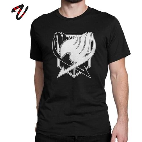 T-Shirt Men Fairy Tail Attack On Titan Awesome T Shirts Tees Round Collar Clothing Printing Top Tees