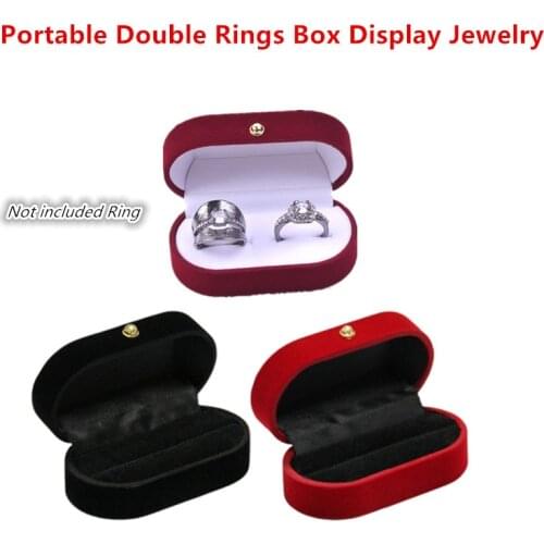 1 Pc Portable Double Rings Box Display Jewelry Gift Holder Wedding Engagement Ring Case Organizer for Women