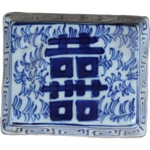 China Jingdezhen antique ceramics double happiness Rouge box jewelry box small porcelain pot decoration