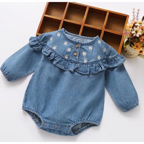 Spring Baby Boys Girl Rompers Baby Girl Long Sleeves Daisy Rompers Autumn Baby Boy Girl Newborn Cowboy Rompers Clothes
