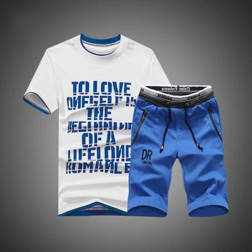 Summer Shorts Set Men Casual Outwear Suit Sets Slim Fit Mens Sweat Suits 2020 Casual T Shirts + Shorts Fashion 2PCS Men Sets