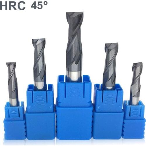 HRC 45 Degree 2 Flutes Tungsten Carbide Alloy TiAIN Coating End Mill Milling Cutter For Alloy Steel Stainless Steel Iron Copper