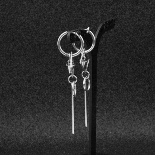 Kpop Jewelry Single Stainless Steel Pendant Earrings Trendy 2020 Korean Star Celebrity Inspired Neutral Punk Earrings BTS-567