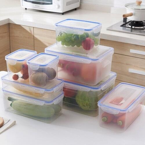 3pcs Round Square Food Storage Container with Lid Refrigerator Storage Box Plastic Storage Bins Kitchen Fridge Cabinet Freezer