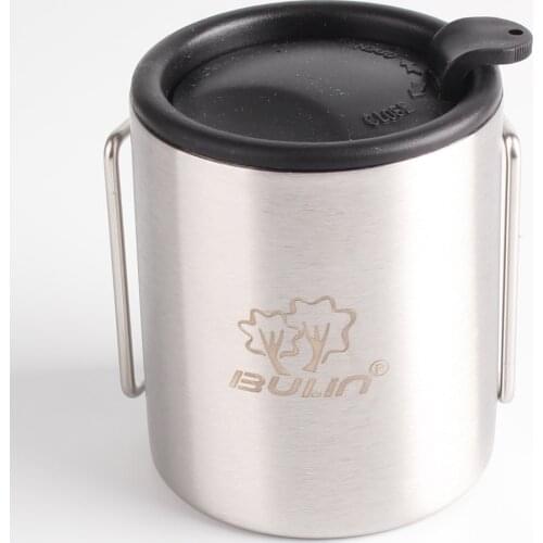 Stainless Steel Folding Handle Outdoor Travel Camping Cup Mug with Lid 220ml