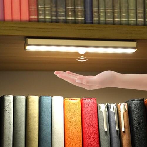 LED Under Cabinet Light PIR Motion Sensor Lamp 10 LEDs USB Charging Closet Lights For Wardrobe Cupboard Kitchen LED Night Lamps