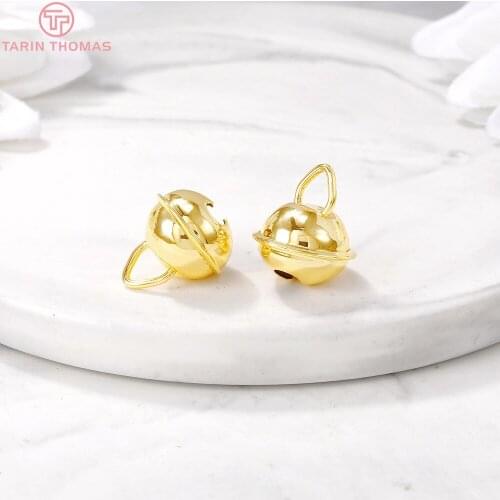 10PCS 12x14MM 24K Gold Color Brass Bells with Large Hole Charm Pendants for DIY Jewelry Making Findings Accessories