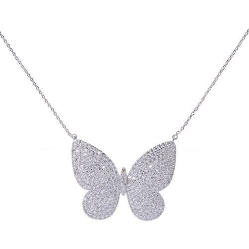Fashion Butterfly Shape Necklace Luxury Style Micro-inlaid Zircon Exaggerated Short Necklace For Woman Party Birthday Gift
