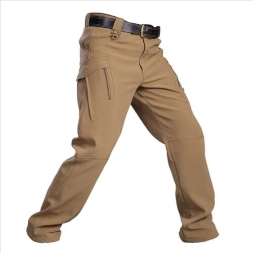 Fashion Leisure Long Trousers Mens Military Technical Pants Autumn Winter Warm Soft Shell Pants Brushed Thicken Men Bottons XXL