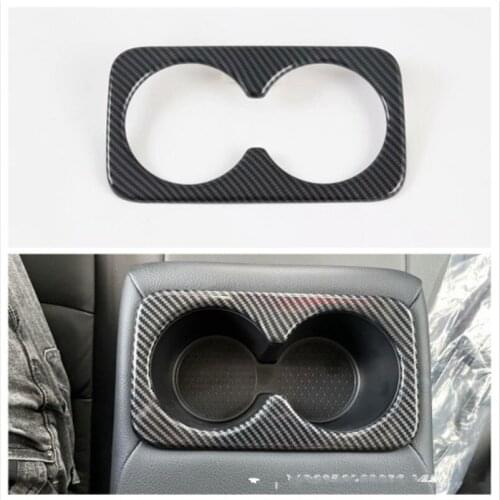 For Nissan X-Trail 2021 ABS Carbon Fiber Car Rear Seat Water Cup Holder Panel Frame Cover Trim Car Styling Sticker