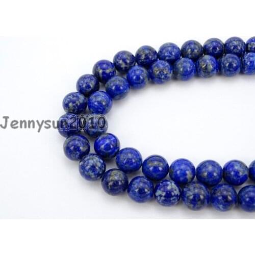Natural Lapis Lazuli Gems Stones 6mm Round Spacer Loose Beads 15'' Strand for Jewelry Making Crafts 5 Strands/Pack