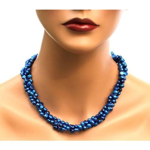 New Arrival Favorite Pearl Necklace Dark Midnight Royal Blue Freshwater Genuine Pearl Necklace Bridesmaids Brides Women Gift