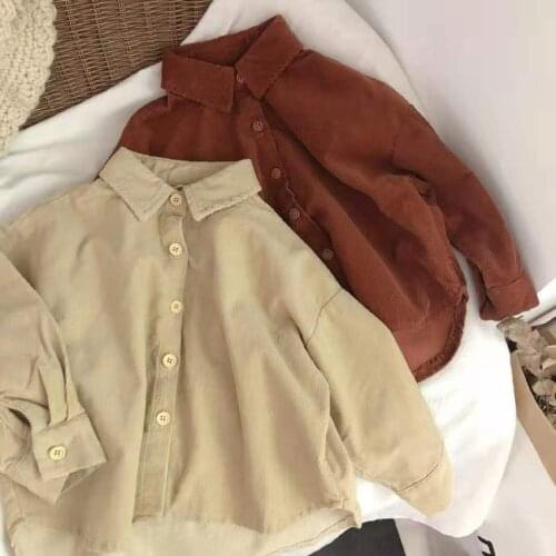 Autumn Toddler Kids Baby Girl Boy Shirts Tops Clothes Corduroy Cotton Long Sleeve Button Tops Loose Unisex Coat Shirt Spring