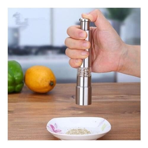 Stainless Steel Manual Pepper Mill Salt Pepper Grinder muller Thumb Push Sprayer Grind Stick cooking tools kitchen accessories