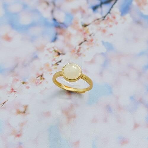 S925 Sterling Silver Inlaid Natural Hetian Jade Gray Jade Geometric round Simple Baroque Girl Ornament