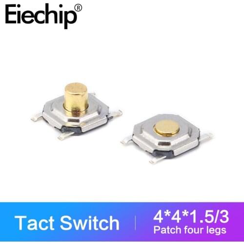 20pcs/lot 4*4*1.5mm 3mm Tact Switch Push Button Switch SMD 4 Pin Mini Micro Tactile Switch Momentary Button Switches Waterproof