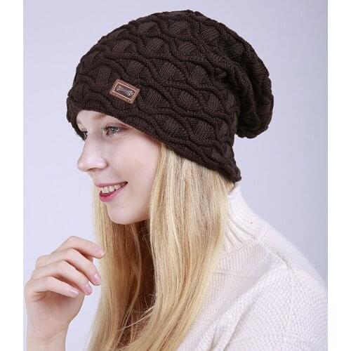 Lady Wrinkle Velvet Warm Hat Girls Wavy Knit Winter Ski Cap Outdoor Wool Cap Cashmere Casual Warm Knitting Hat Adjustable B-8440