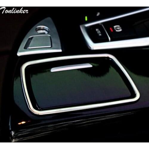 Tonlinker 1 PCS Car Stainless Steel Three Color Ashtrays Decorative Light Box Cover Case Stickers For Bmw 5 i Series Accessories