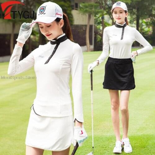 Golf Training Jersey Women Suit Long Sleeve T Shirts Lady Slim Golf Skirts Sports Leisure Polo-Shirt Short Skirt Clothing Sets