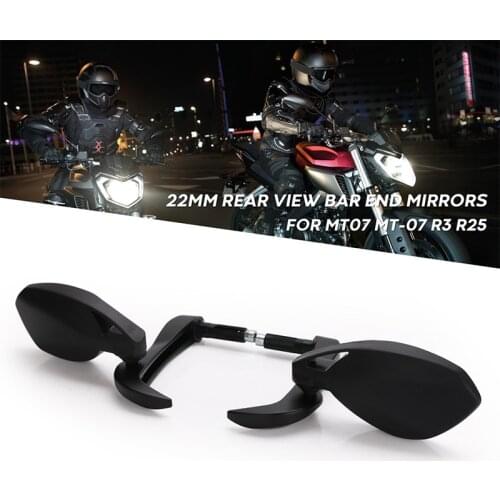Universal Motorcycle 7/8" 22mm Aluminum Handguard Handle Bar End Rear View Side Mirrors For Kawasaki For Yamaha R3 MT-07 R25