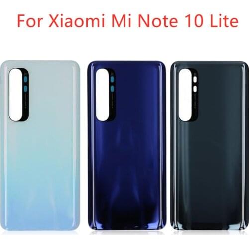 For Xiaomi Mi Note 10 Lite Battery Back Cover Rear Door Housing Side Key Replacement Repair Spare Parts