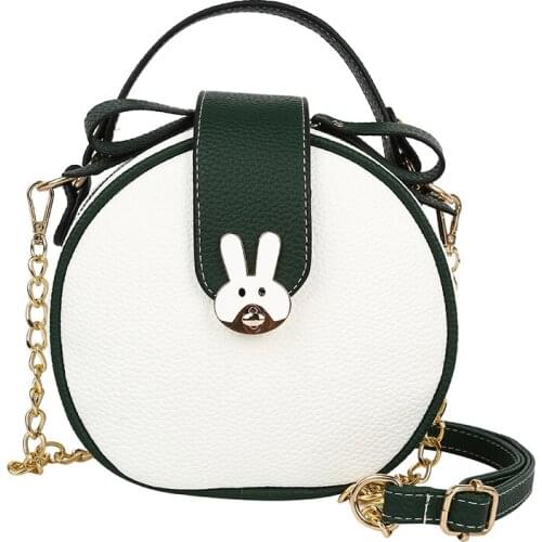 Cute Bunny Womens Handbag High Quality PU Discount Fashion Metal Chain Shoulder Bag Women Round Crossbody Bags for women 2019