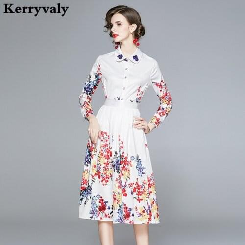 Robe Vintage Floral Print Long Sleeve Shirt + Midi Gothic Skirt Two Piece Set Autumn 2 Piece Sets Womens Outfits Sukienki K8852