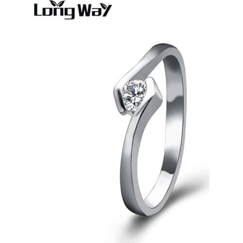 LongWay 2019 New Arrival Genuine silver Color Ring Fashion Cubic Zircon Ring Luxury Woman Ring Finger Wedding Rings SRI140001