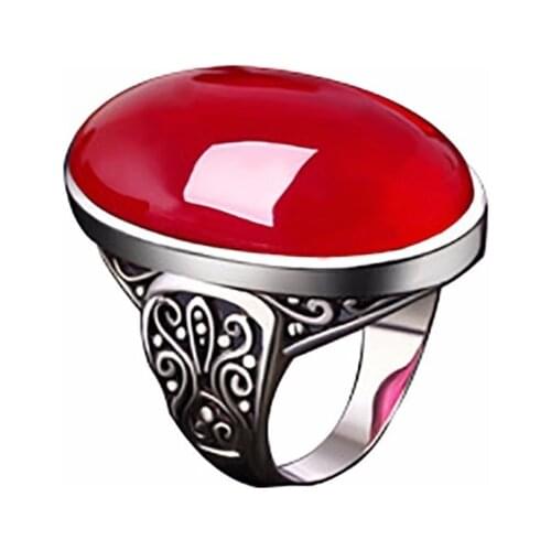 New Personality Red Corundum Female Ring Luxury Real 925 Sterling Silver Pure Handmade Ring Fine Jewelry 2018