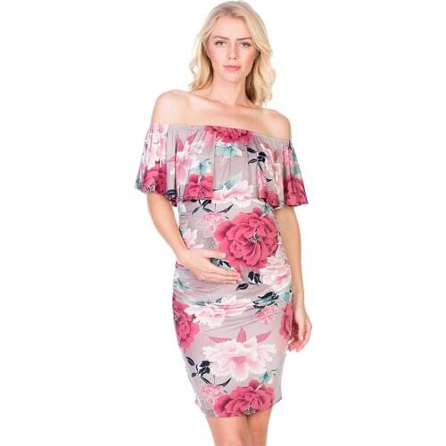Womens Soft Dress Popular Rose Print Pregnant Womens Dress Soft And Comfortable Cotton Spot Vestidos Gestante Pregnancy Dress