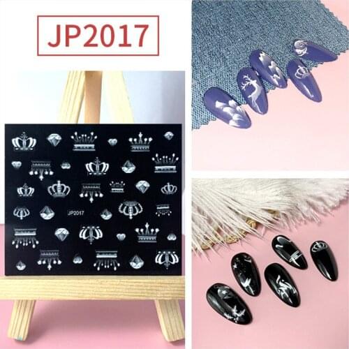 1pc Black Butterfly Crown Nail Decals and Stickers Flower Blue Colorful Water Tattoo for Manicures Nail Art Slider Decor