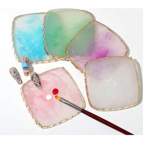 1Pcs Resin Stone Color Palette False Nail Tips Drawing Nail Color Palette For Nail Color Mixing Display Manicure Polish Gel