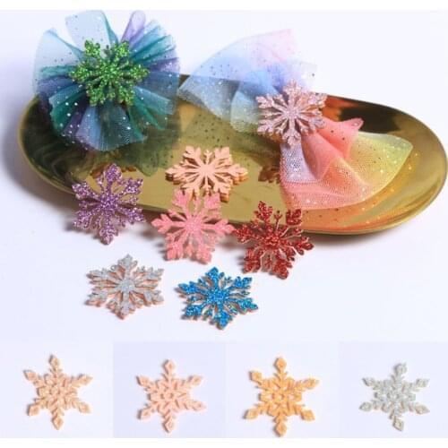 10Pcs Glitter Snowflakes Stickers Christmas Ice Flakes Patch Gift Decoration Craft New Year DIY Accessories 34/36mm