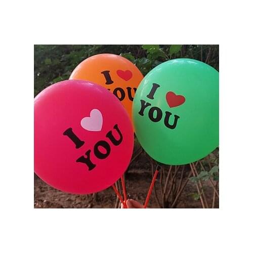 10pcs 12 Inch 2.8g Latex Colorful I Love you with heart Balloons Birthday Party Baby Shower Decor Kids Inflatable Air Balls