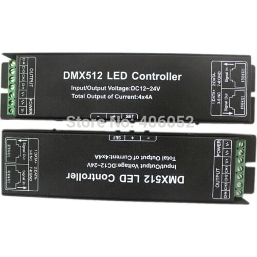 3 channel 12A 4 channel16A LED RGB/RGBW Digital display Controller DMX 512 LED Controller Decoder DC12V-24V for RGB RGBW light