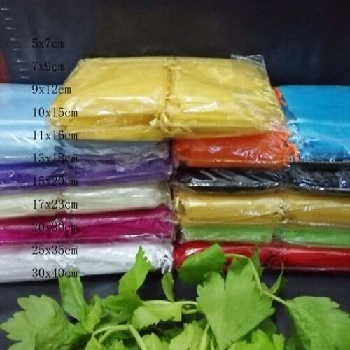50pcs/Lot 10x15 11x16 13x18 15x20cm Clear Organza Gift Bags Drawstring Jewelry Bags Christmas/Wedding/Birthday/Gift Packing Bags