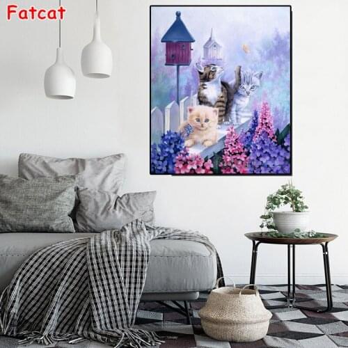5D diamond picture embroidery lovely cat square round diamond picture embroidery DIY Mosaic home decoration PP1832