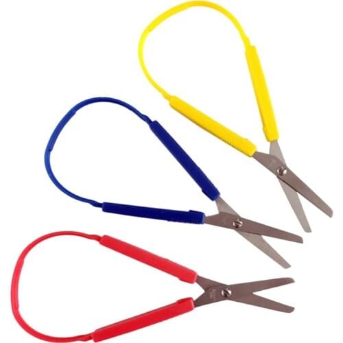 6pcs Colorful Loop Scissors for Kids Easy Grip Self-Opening Scissor Safety Cut D08A