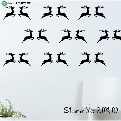 Adesivo de parede 30pcs Jumping Reindeer Wall Pattern Decal Merry Christmas Wall Stickers Home Decor Living Room Mural A367