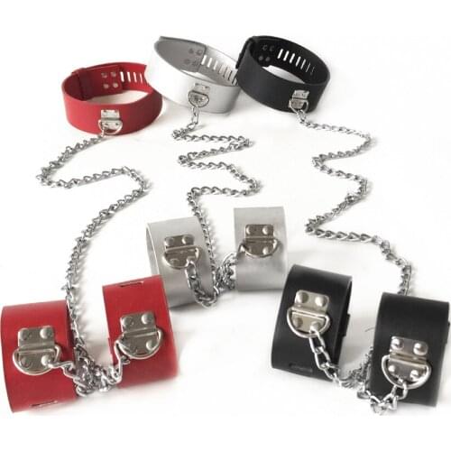 Black emperor SM fun leather mandatory binding Necklace handcuffs, binding, adult toys, male female sex products