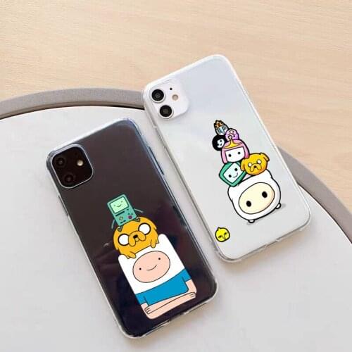JAMULAR Cute Cartoon Adventure Time Phone Case For iPhone XR 11 Pro X XS MAX 7 8 6 Plus Clear TPU Soft Silicone Cover Fundas Bag