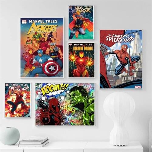 Spiderman Thor Canvas Painting Wall Art Marvel Superhero Colorful Comics Picture Print For Living Room Home Decor Cuadros Decor