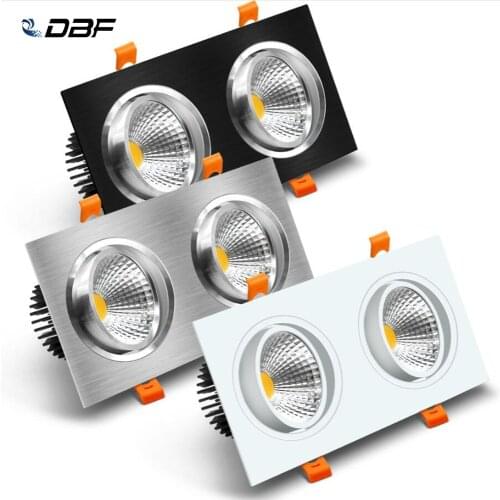 [DBF]Black/White/Silver Square Recessed Downlight 3000K/4000K/6000K Dimmable 10W 14W 18W 24W 2Heads Ceiling Spot Lamp Home Decor