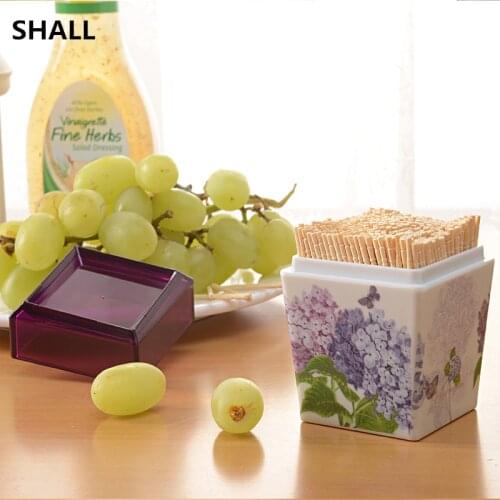 SHALL European Melamine Pastaral Square Toothpick Holder Pocket Portable Toothpick Box Container Home Table Decor Storage