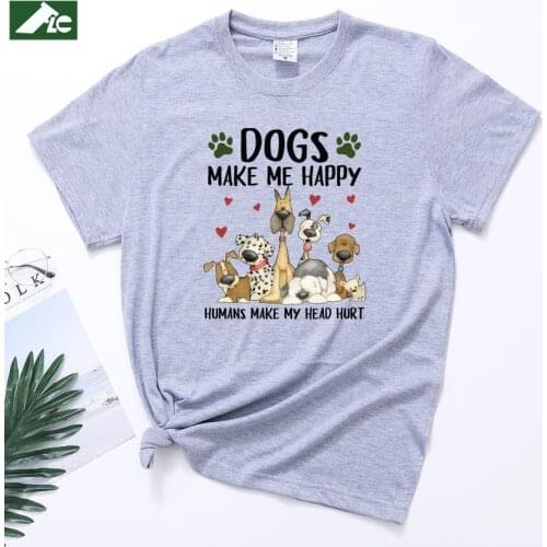 FLC dogs make me happy humans make my head hurt t shirt women dog kawaii short sleeve shirt girls harajuku women clothes tops