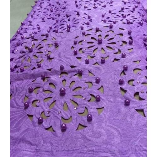 Hot sale Nigerian Lace Fabric High Quality African net Lace Fabric with beads and stones for party dress