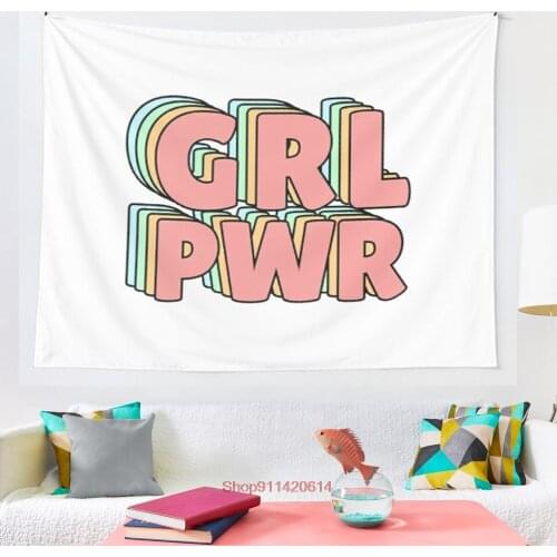 GRL PWR Pastel tapestry Art Wall Hanging Living Room Decor Craftsmandala Decorative Thin Blanket Yoga